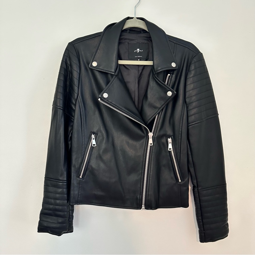 7 For Mankind black faux leather jacket